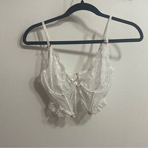 Free People White Lace Bralette with Scalloped Trim